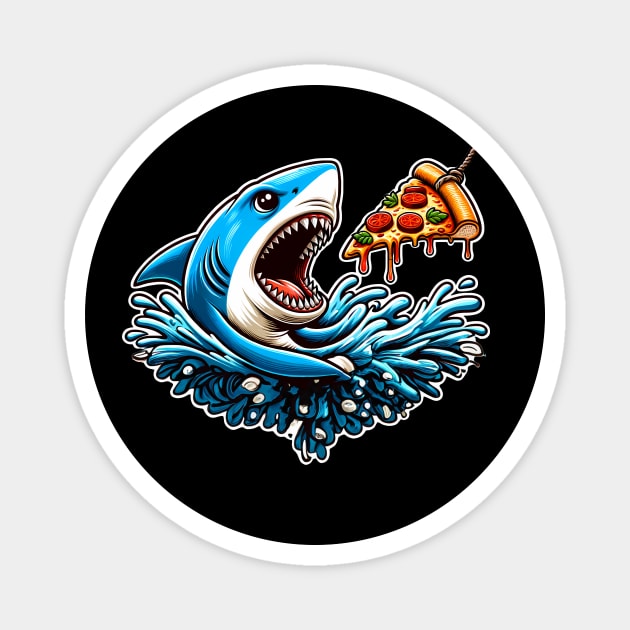 Funny Shark with Pizza, Pizza Lover Magnet by logiamerch